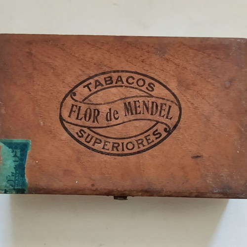 Flor de Mendel wooden cigar box used, vintage 1910-1920