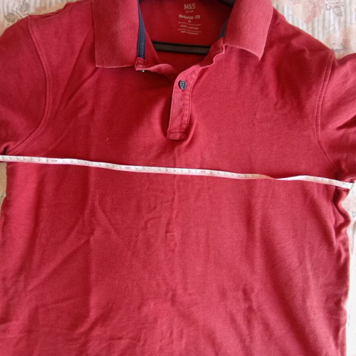 Marks & Spencer men's short-sleeve shirt medium used, red cotton