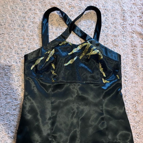Satin top new with lace and gold details, size L
