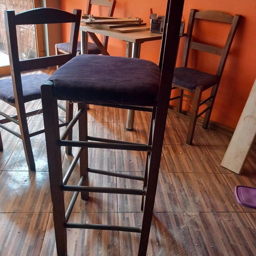 Chairs, tables and stools like new, set of 40 chairs, 12 stools with back, 8 stools without back, 12 tables