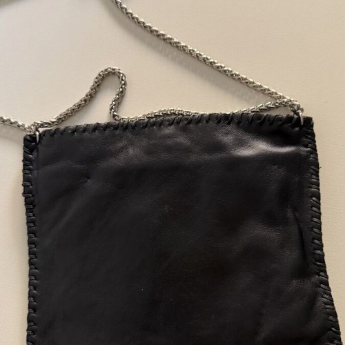 Women's leather crossbody bag like new with rhinestones and double chain