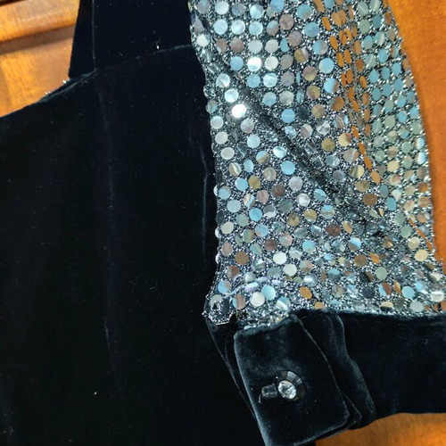 Black velvet dress with sequins on sleeves and bust like new