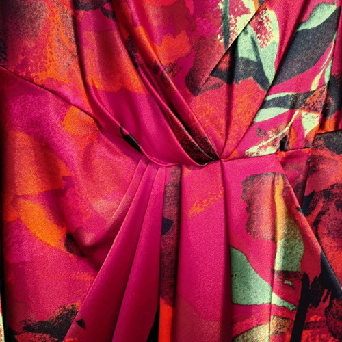Satin cocktail dress used, multicolor, size M