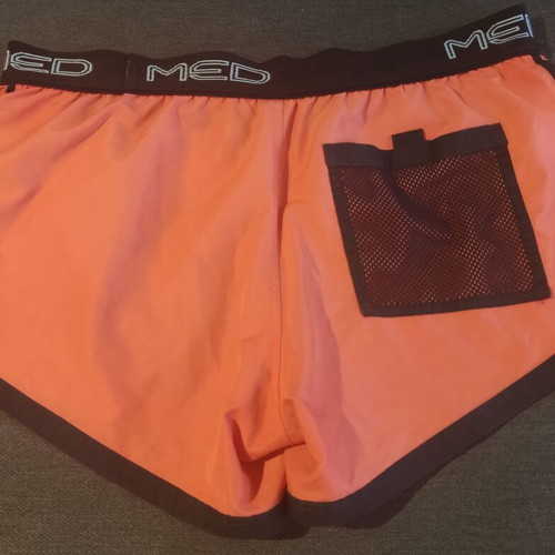 Med swim shorts used, red fluo, size L, collectible 2000s design