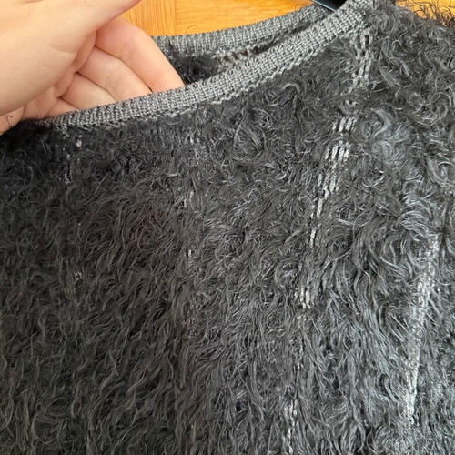 Knitted sweater new with silver thread, black