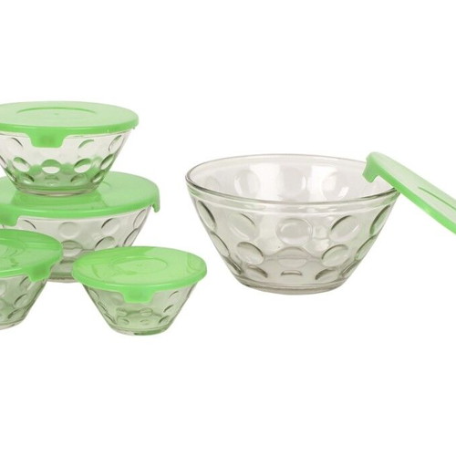 Glass food containers pack of 5 green color new