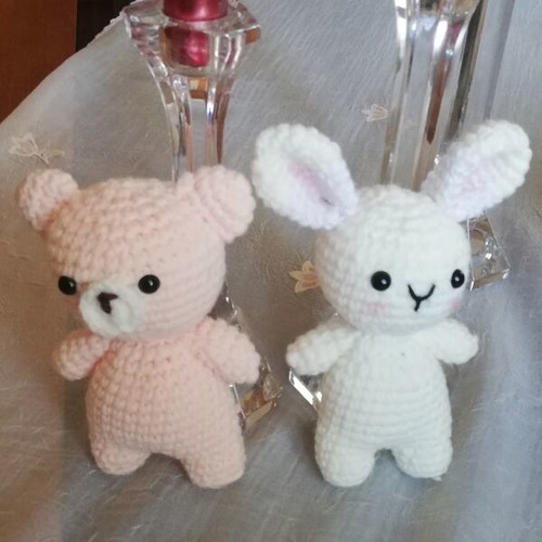 Amigurami bear and rabbit handmade, new