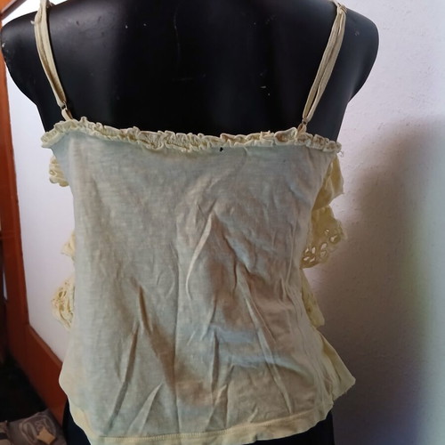 Summer blouse yellow mako with ruffles like new