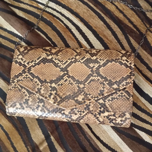 Shoulder bag like new, 25 cm with chain strap, beige and brown