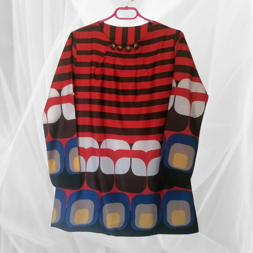 Vintage retro colorful dress tunic used, geometric pattern