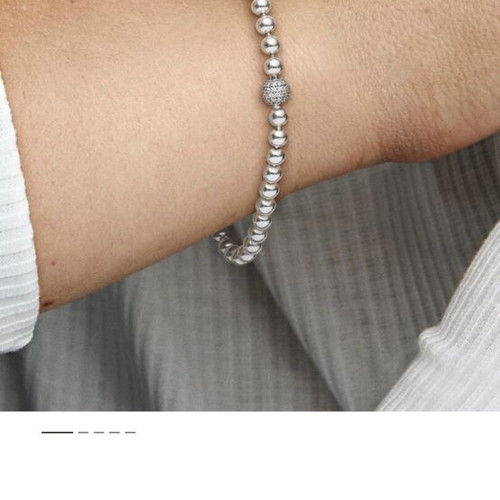 Pandora silver bracelet 17 cm with pearls and zirconia stones pave