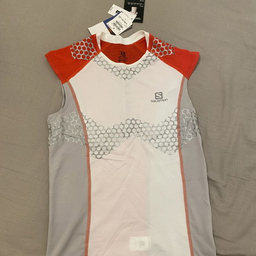 Salomon technical compression shirt, new, size M, orange and white