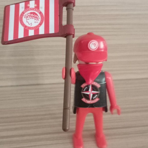 Playmobil Olympiacos Fan Figure like new with team flag