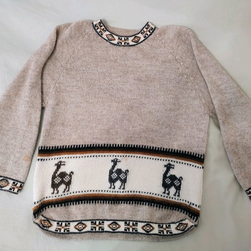 Alpaca wool sweater like new, beige and brown, size L
