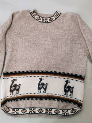 Πουλόβερ από μαλλί alpaca σαν καινούργιο, μπεζ και καφέ, μέγεθος L