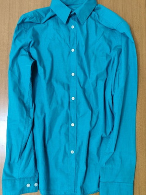 H&M Men's Shirt M Turquoise Slim Fit New With Small Stain