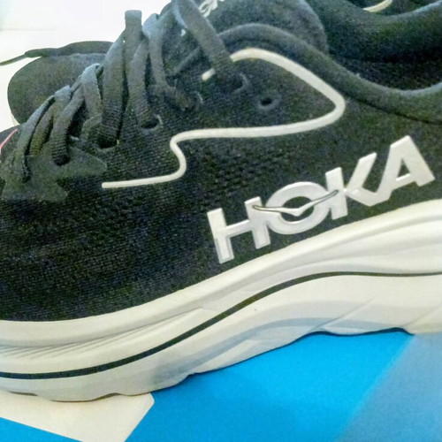 Hoka Clifton 10 running shoes size 43.5, black and grey