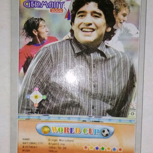 Collectible Diego Maradona card used, World Cup 2006