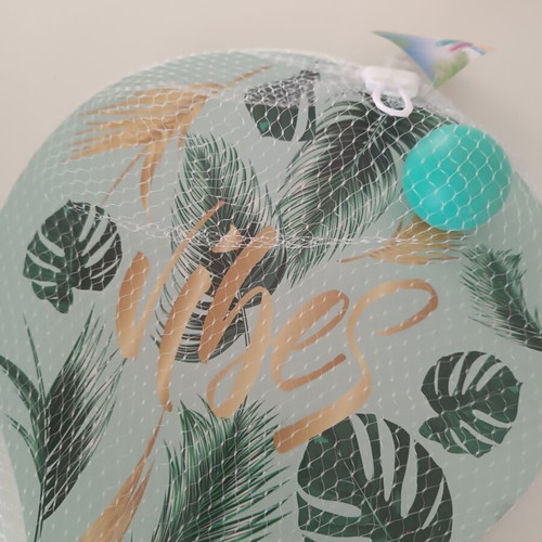 Beach paddle set with ball, new, tropical design