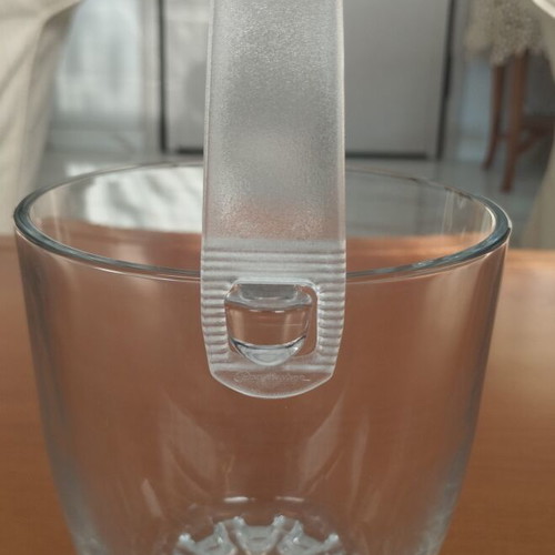 Glass Ice Bucket with Tongs and Handle new