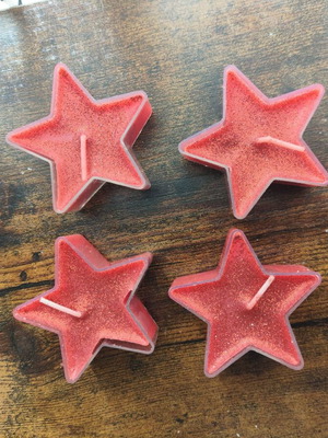 Star candles new, set of 4, red