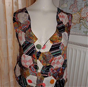 Γιλεκο L/XL Boho 70s patchwork unisex vest waistcoat με vintage υφασματα fabrics