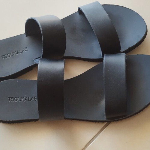 Tsoukalas Shoes leather slippers worn once, size 40, black