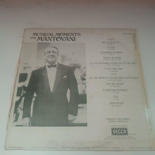 Musical Moments With Mantovani vinyl used