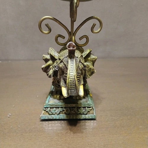 Indian elephant reproduction candlestick like new, resin and brass