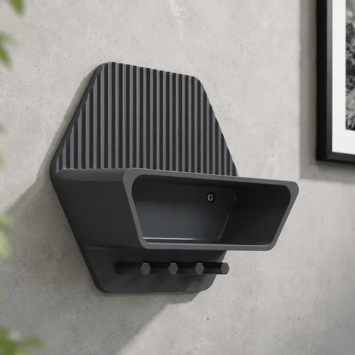 Wall-mounted key organizer with shelf and hooks