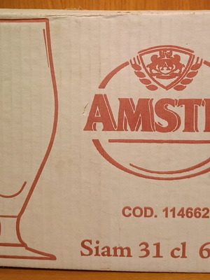 Amstel комплект от 5 стъклени чаши за бира като нови