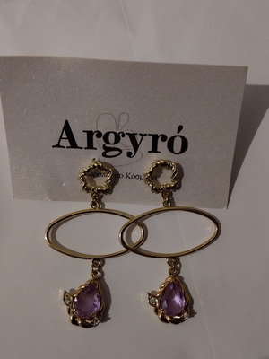 Handmade earrings new, purple and gold
