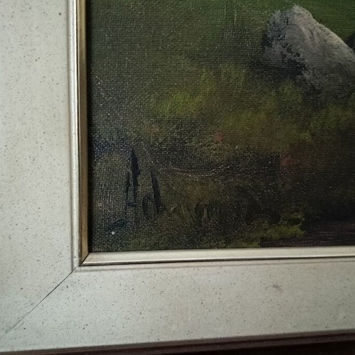 Painting landscape with house and river