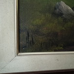 Painting landscape with house and river