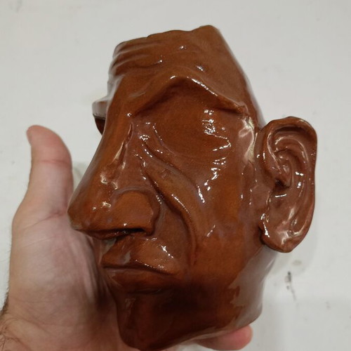 Handmade carved glazed clay cocktail glass