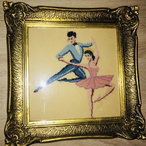 Embroidered frame with ballet theme like new