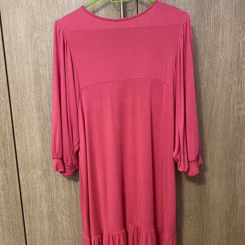 Cotton dress with ruffles, fuchsia