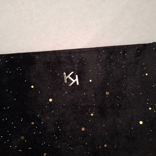 KIKO Milano velvet pouch with glitter new, black wristlet bag