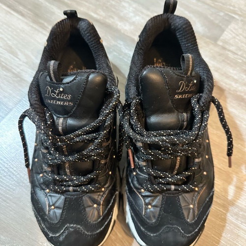 Skechers athletic shoes used, black with pink gold details, size 37