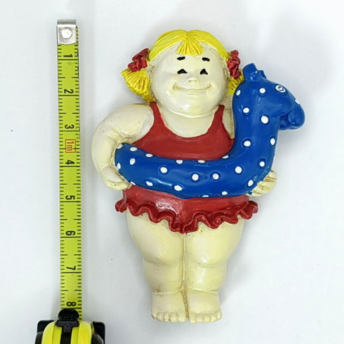 Vintage Ceramic Fridge Magnets Girl and Boy with Swimsuits like new
