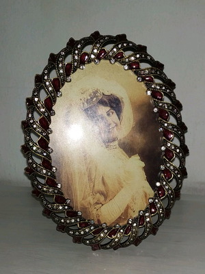 Retro metal photo frame with stones new 15x12 cm