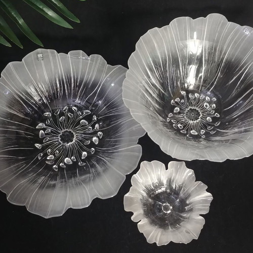 Maleras Wind Flower pair of lead crystal bowls Mats Jonasson Sweden 80s new