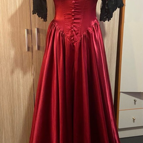 Punkrave Gothic Victorian ruby satin dress