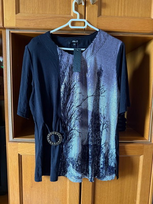 Black blouse with designs new, size XXL