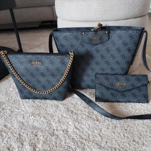 Guess shoulder bag set, black and grey, authentic