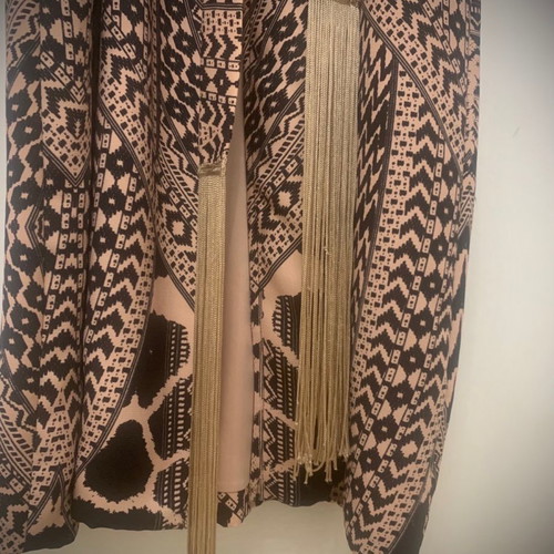 Nidodileda Boho Kimono Jacket with Belt and Fringe