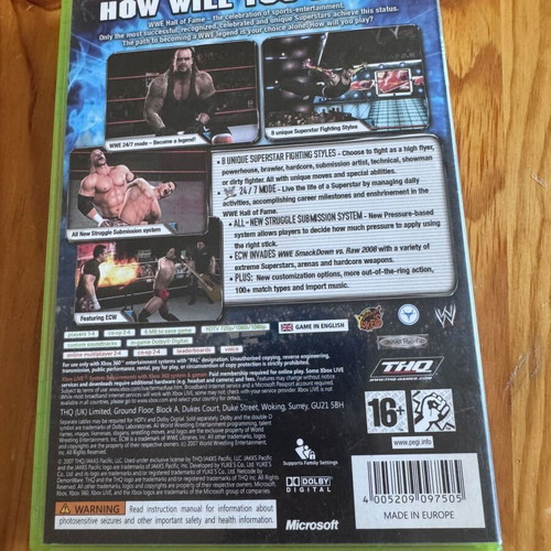 Smackdown VS Raw 2008 Xbox 360 game like new, action fighting