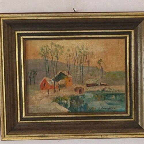I. Douridis painting 36x30 cm framed