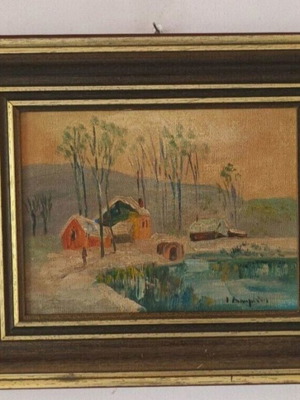 I. Douridis painting 36x30 cm framed