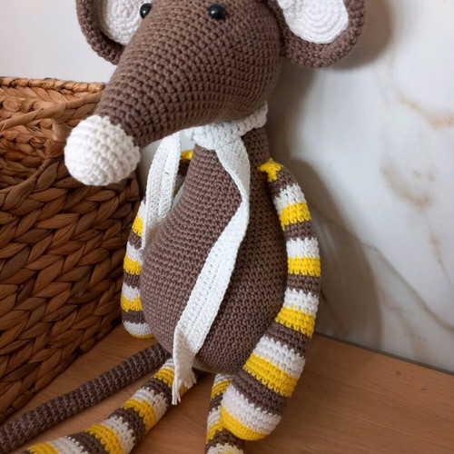 Knitted doll mouse new, 52cm, cotton yarn